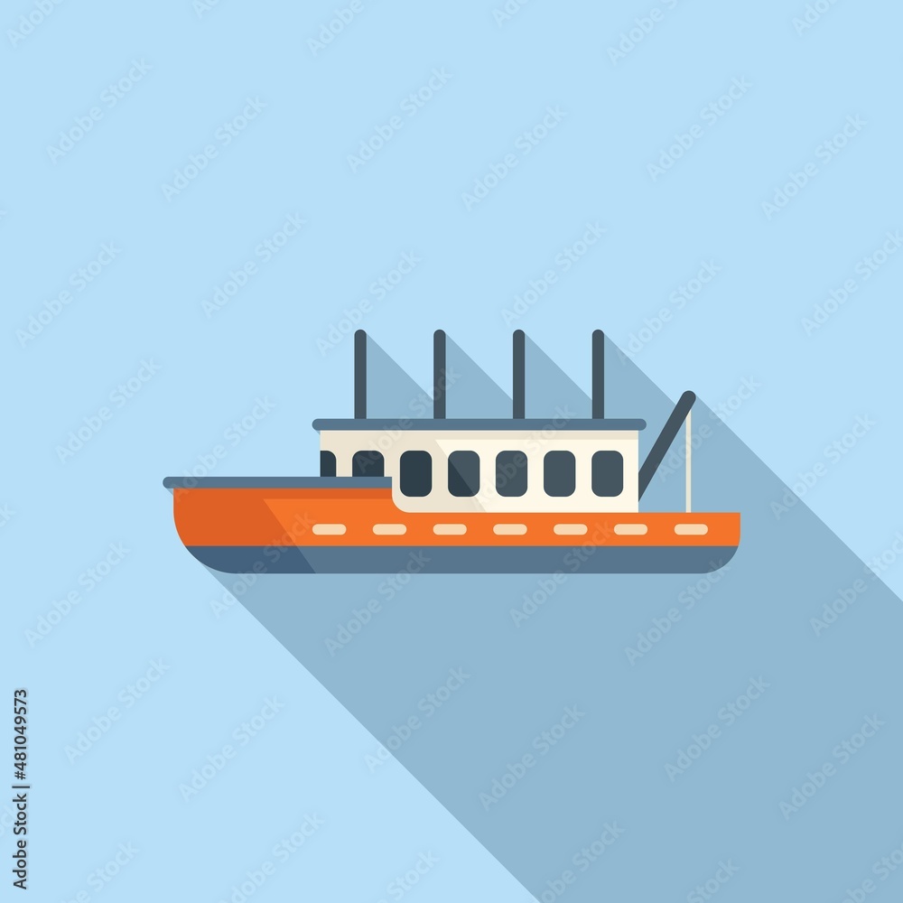 Commercial fish boat icon flat vector. Sea ship