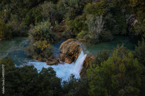 Skradinski buk cascade of Krka waterfalls in late august 