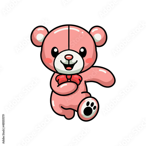 Cute teddy bear cartoon running