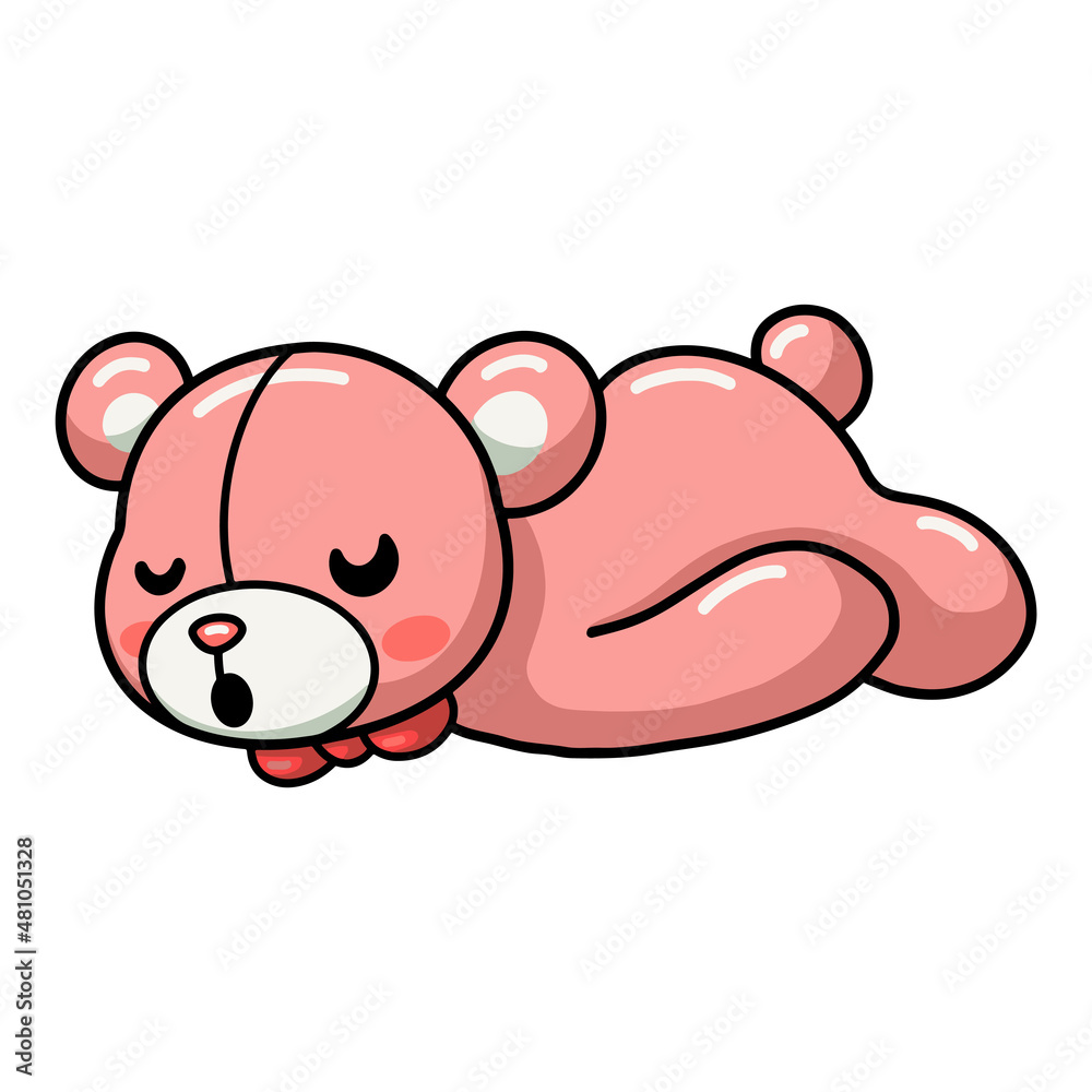 Fototapeta premium Cute teddy bear cartoon sleeping