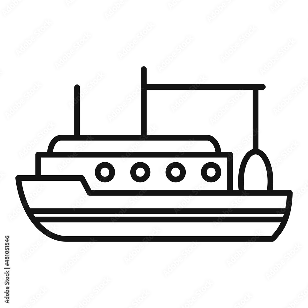 Trawler boat icon outline vector. Sea vessel