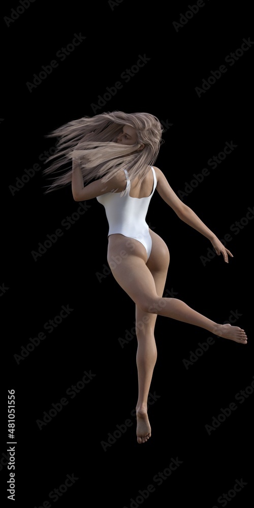 Young ballerina with blond hair and white top in pose Young ballerina with blond hair and white top in pose