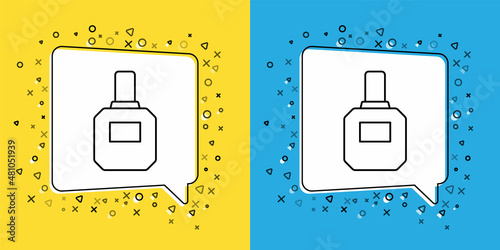 Set line Aftershave icon isolated on yellow and blue background. Cologne spray icon. Male perfume bottle. Vector