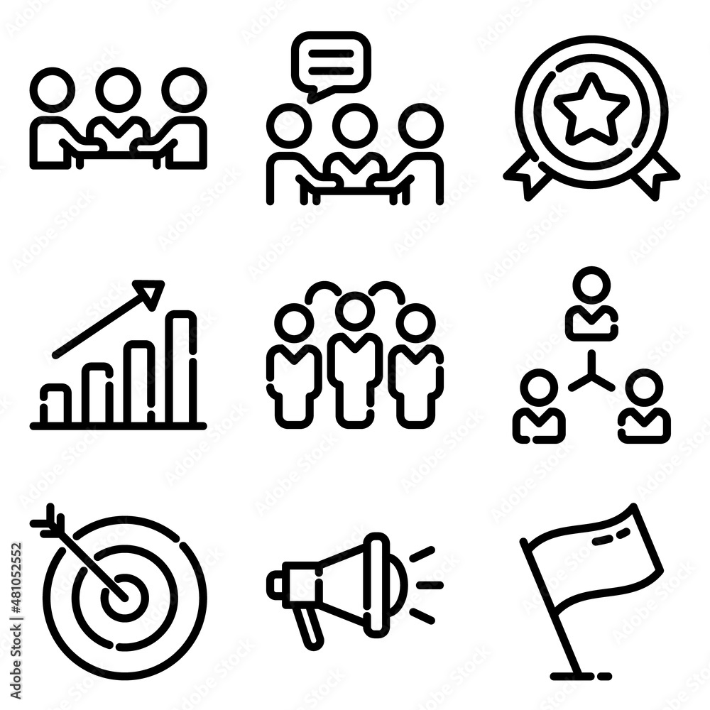 Business Flat Icon Set Isolated On White Background