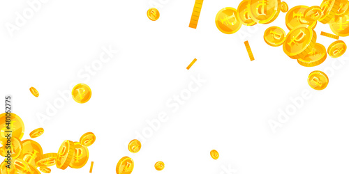 Russian ruble coins falling. Fetching scattered RUB coins. Russia money. Terrific jackpot, wealth or success concept. Vector illustration.
