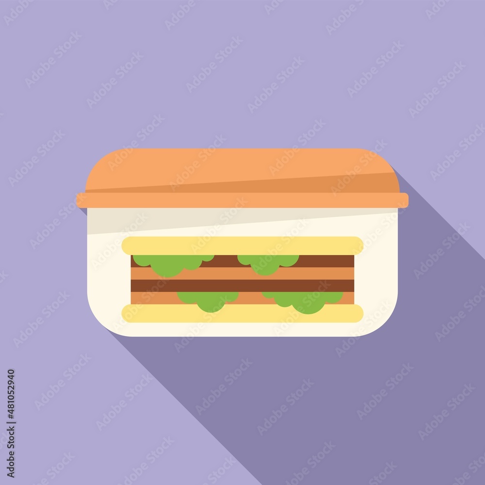 Sandwich food icon flat vector. Lunch box Sandwich food icon flat vector. Lunch box