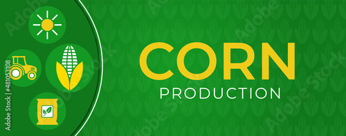 Green Corn Production Agriculture Illustration Design with Yellow Icons