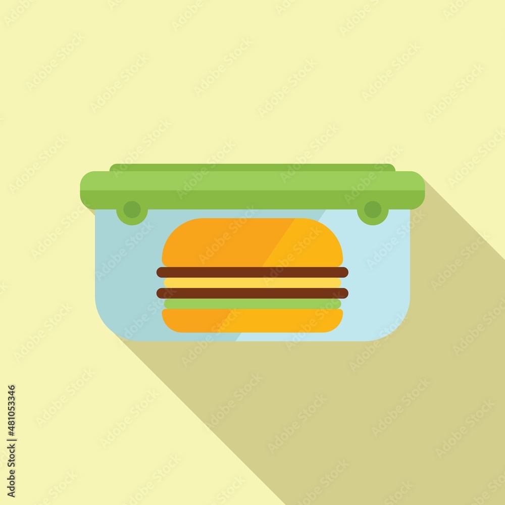 Plastic lunch box icon flat vector. Healthy meal Plastic lunch box icon flat vector. Healthy meal