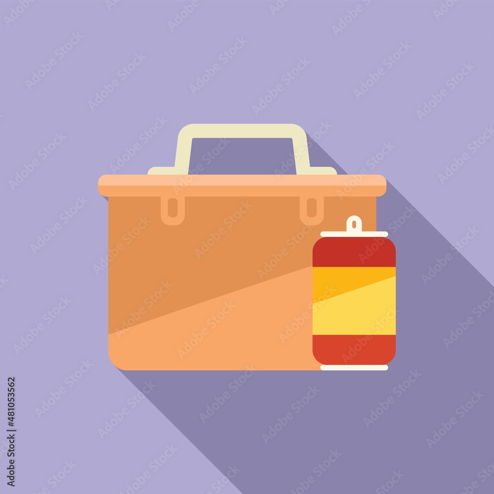 Snack lunch box icon flat vector. Dinner food Snack lunch box icon flat vector. Dinner food