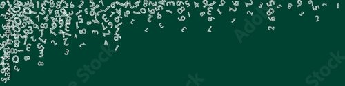 Falling sketch chalk numbers. Math study concept with flying digits. Flawless back to school mathematics banner on blackboard background. Falling numbers vector illustration.
