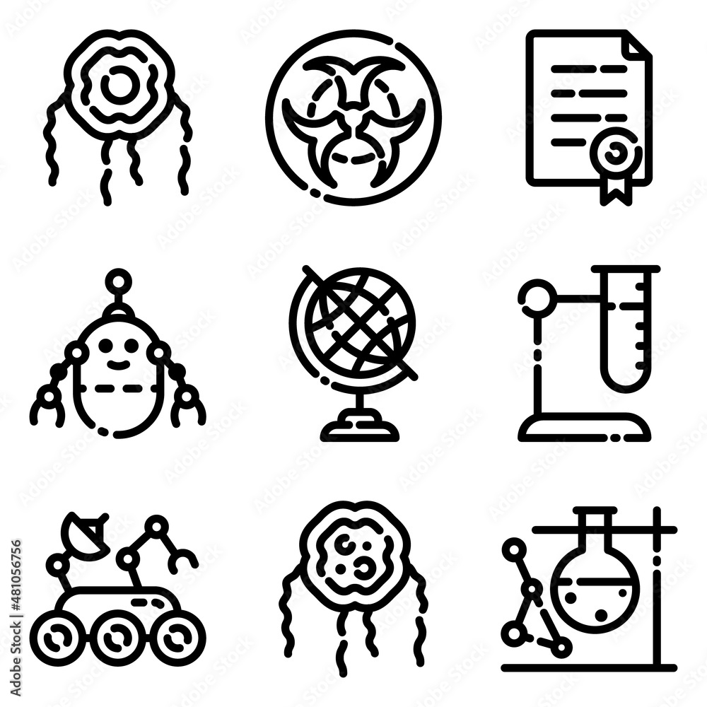 Science Flat Icon Set Isolated On White Background Science Flat Icon Set Isolated On White Background