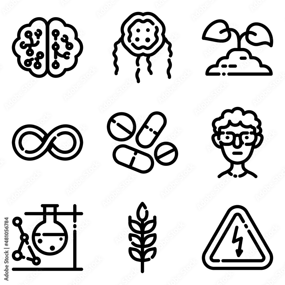 Science Flat Icon Set Isolated On White Background Science Flat Icon Set Isolated On White Background