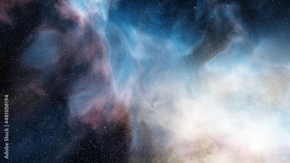 Space background with realistic nebula and shining stars. Colorful cosmos with stardust and milky way. Magic color galaxy. Infinite universe and starry night. 3d render	
