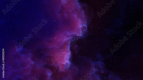 Space background with realistic nebula and shining stars. Colorful cosmos with stardust and milky way. Magic color galaxy. Infinite universe and starry night. 3d render  