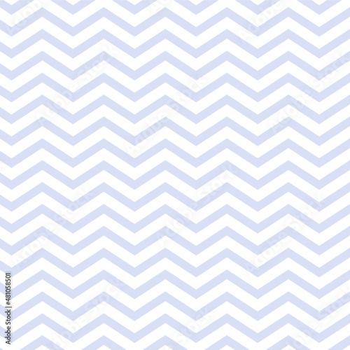 Horizontal zigzag striped pattern. Simple seamless texture with thin and thick lines in baby blue and white. Striped background.