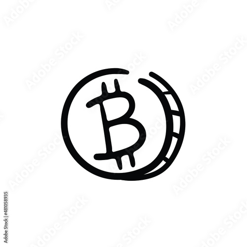 Hand drawn cryptocurrency token. Simple vector icon