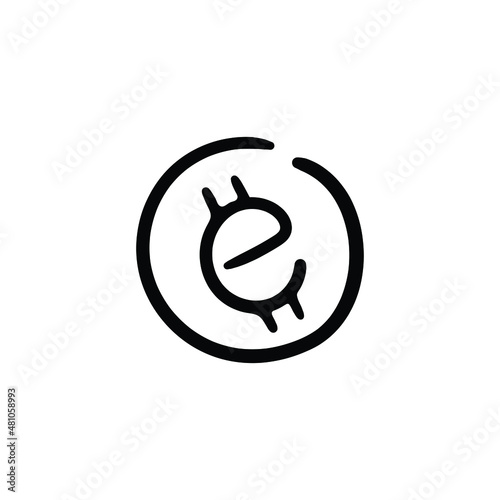 Hand drawn cryptocurrency token. Simple vector icon