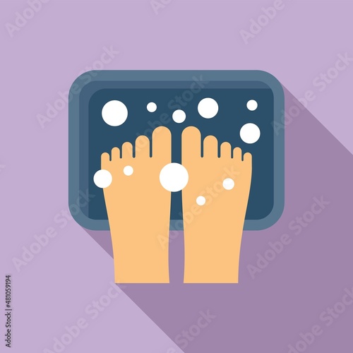 Foot bath treatment icon flat vector. Female body care
