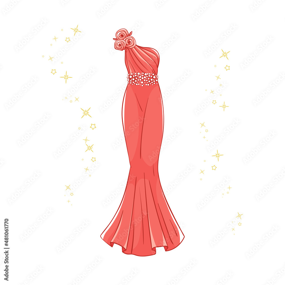 Fototapeta premium Model of a red evening dress.