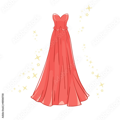 Model of a red evening dress.