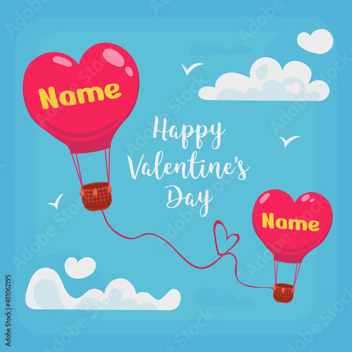 Two balloons are connected by a thread to form a heart. St. Valentine's Day