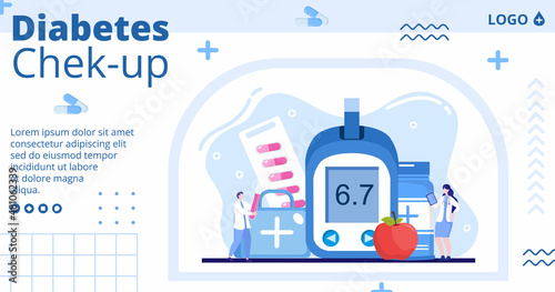 Diabetes Testing Post Template Flat Design Illustration Editable of Square Background Suitable for Healthcare Social media or Greetings Card
