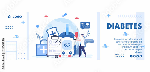 Diabetes Testing Cover Template Flat Design Illustration Editable of Square Background Suitable for Healthcare Social media or Greetings Card