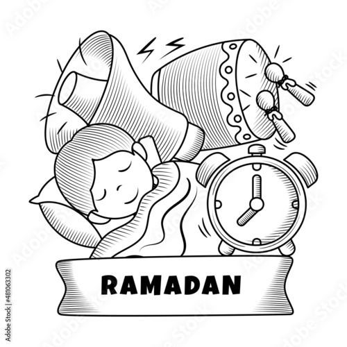 Eating Sahur Time Hand drawn doodle elements collections