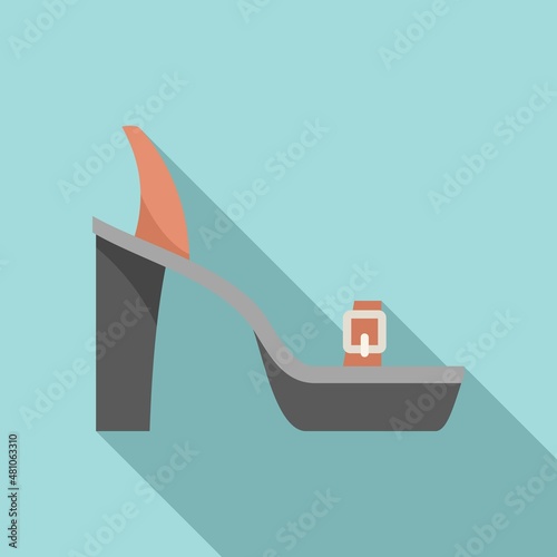 Feet sandal icon flat vector. Summer shoe