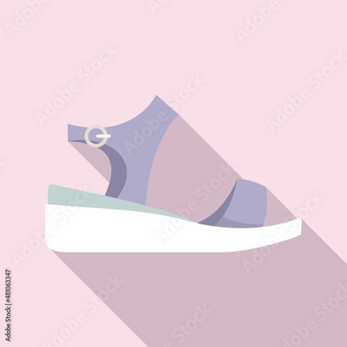 Kids sandal icon flat vector. Summer footwear