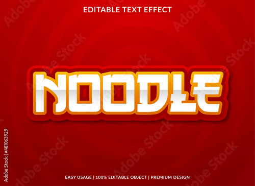 noodle text effect logo template design with bold and abstract style background