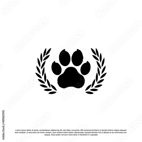 Creative paw mark or dog foot step logo design with wheat vector