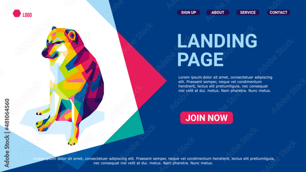 Fototapeta premium a cute dog with pop art style, landing page