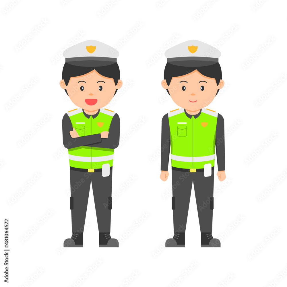 Indonesian traffic police illustration, with flat design style
