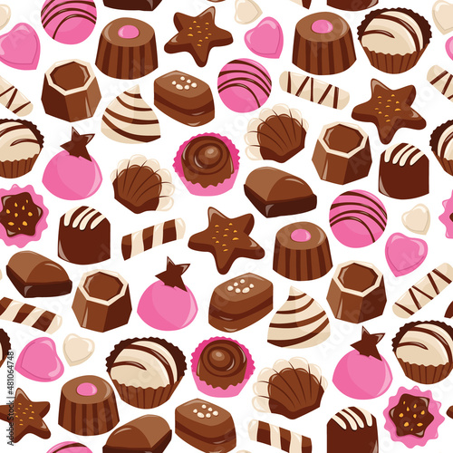 Sweet Valentine Chocolate Seamless Pattern Background