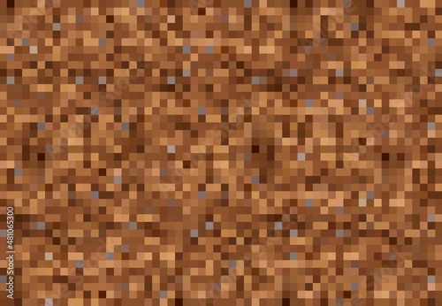 Pixel game background. Cubic pixel ground or rock blocks pattern. Eight-bit arcade mosaic vector backdrop with square pixels, computer game level environment soil or stone texture