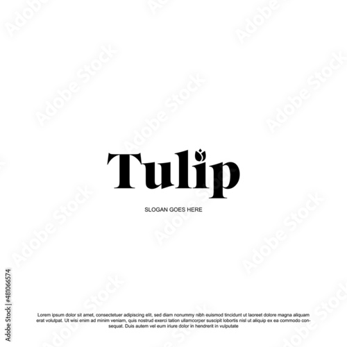 Lettering tulip logo design with tulip flower vector