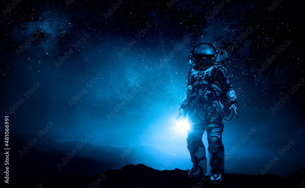 Fototapeta premium Astronaut and space exploration theme.