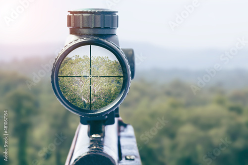 Fototapeta rifle target view on Natural Background.