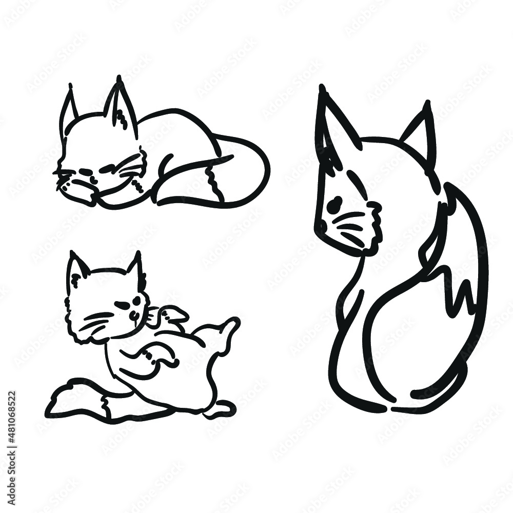 Fototapeta premium Design vector oneline drawing art of animals easy 