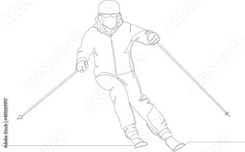 Simple continuous line drawing a people playing snowboarding and make attraction in winter Olympic. Draw in black and white background. Winter Olympic. Winter Games. Vector illustration.