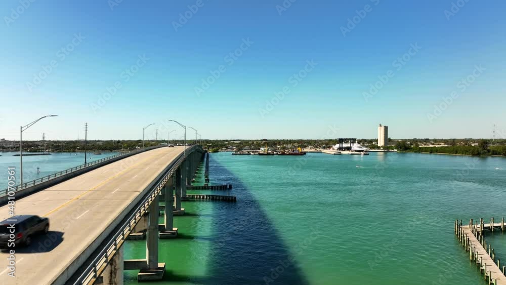 Aerial video Fort Pierce South Bridge 4k rising Aerial video Fort Pierce South Bridge 4k rising
