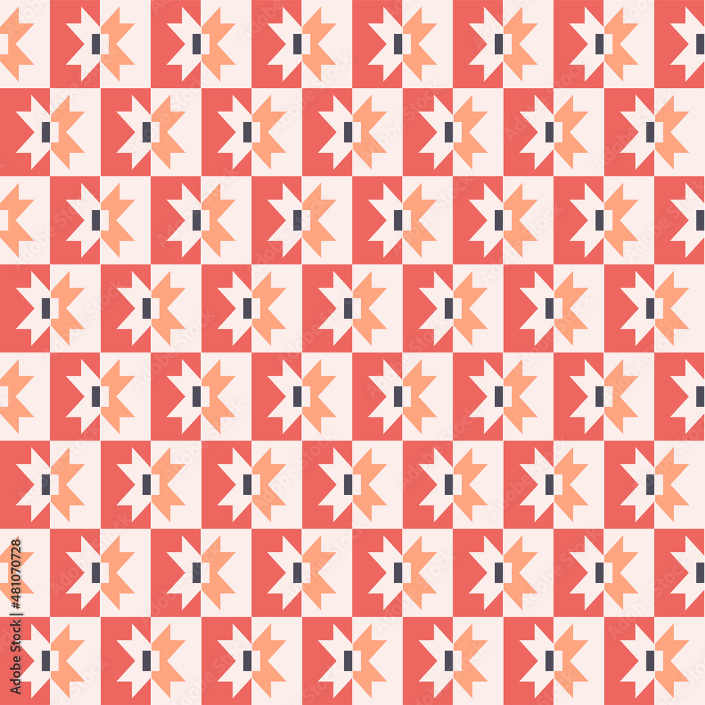 Japanese Checkered Star Vector Seamless Pattern Japanese Checkered Star Vector Seamless Pattern