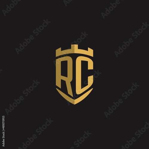 Initials RC logo monogram with shield style design
