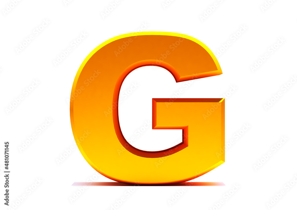 3D Rendering golden Letter G 3D Rendering golden Letter G
