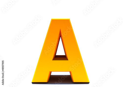 3D Rendering golden Letter A