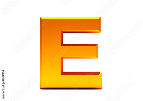 3D Rendering golden Letter E