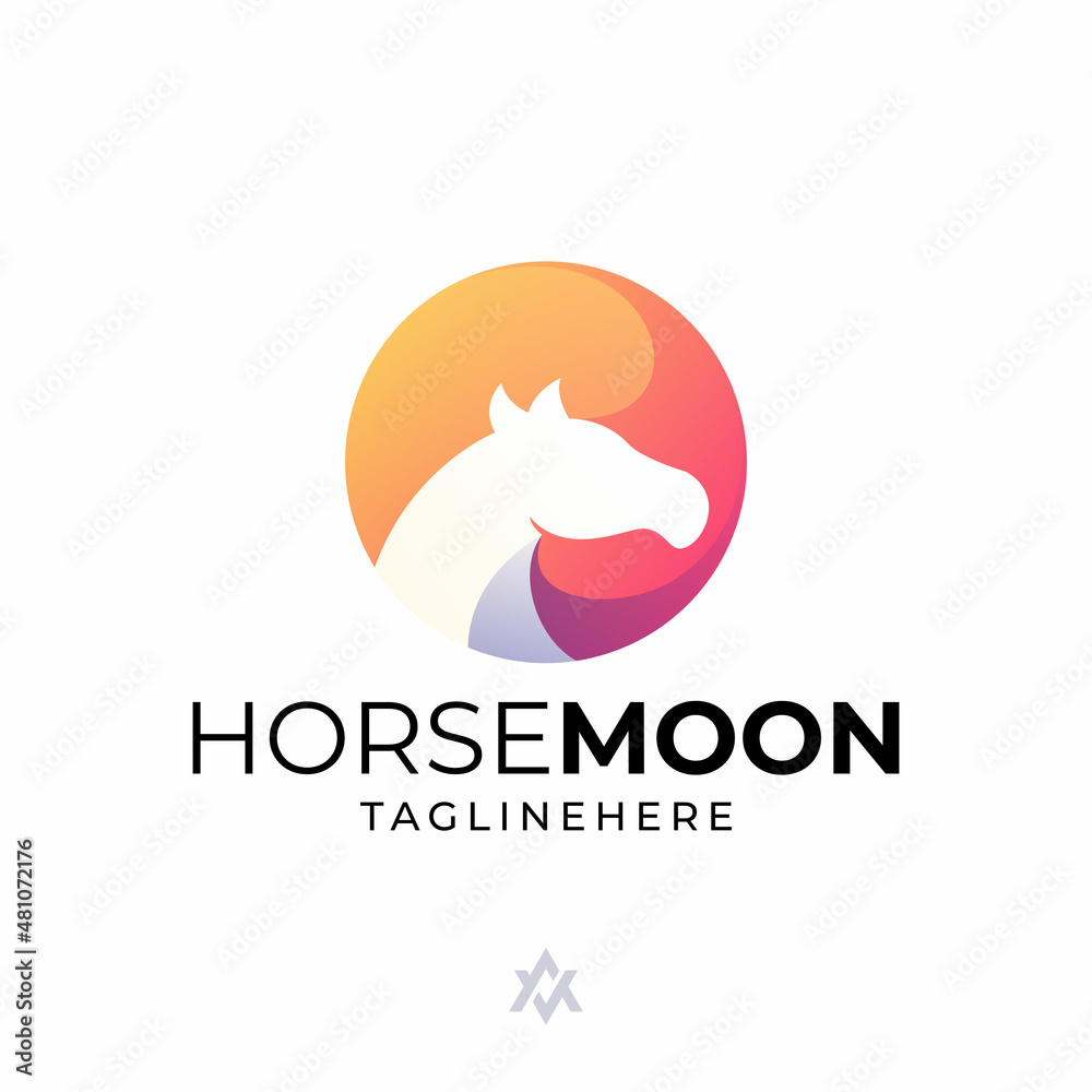 Fototapeta premium horse + moon logo combination