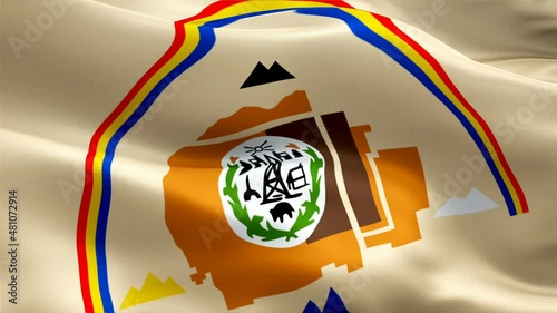 Navajo flag. National 3d Navajo flag waving seamless loop animation. Navajo flag HD Background Slow Motion video. Navajo flag Closeup 1080p HD video for presentation, tourism, vocation, trip
