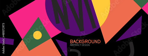 Abstract background. Blocks, lines, triangles, circles composition. Techno or business concept for wallpaper, banner, background, landing page